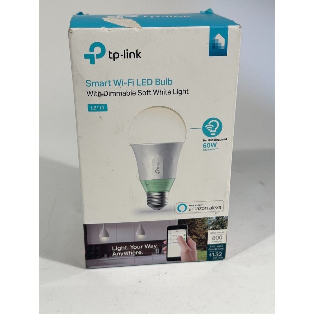 TP-Link Smart Wi-Fi A19 LED Light Bulb Works with Alexa/Google E26 Fitting LB110